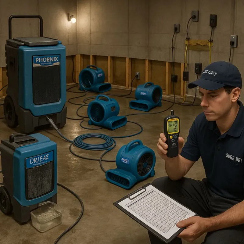 Structural Drying and Dehumidification process in Pinckney, MI
